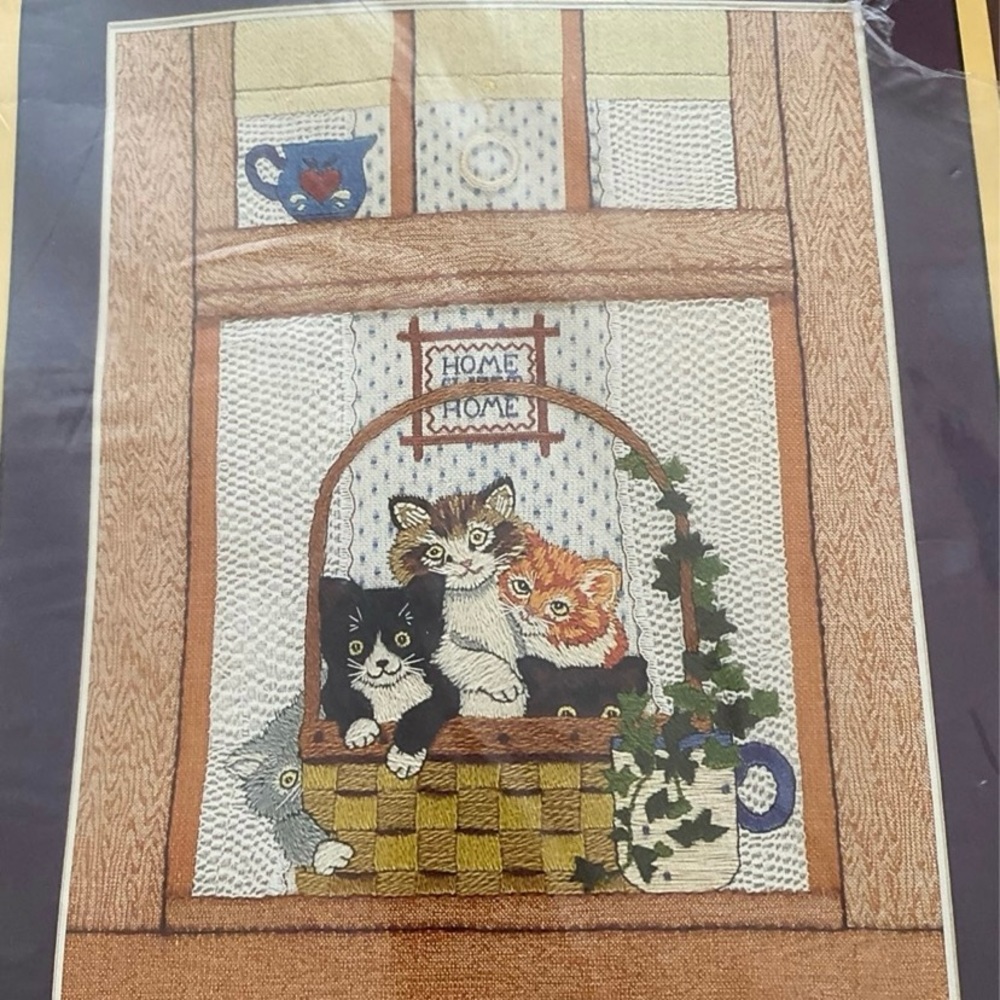 Sunset Kittens In The Window Embroidery Kit - Picture 2 of 4